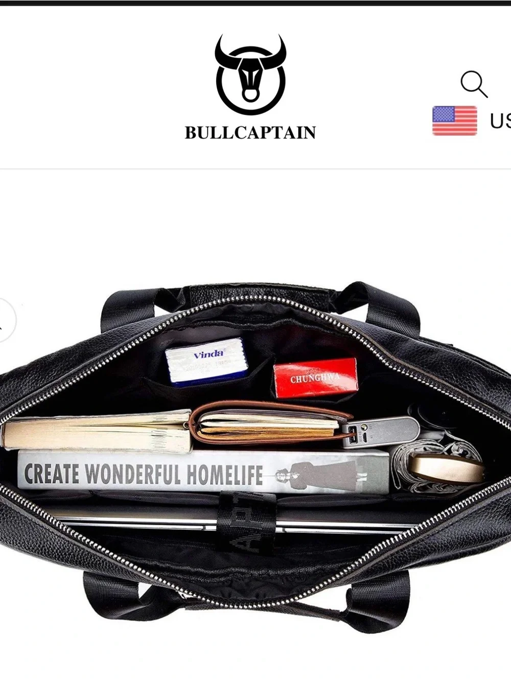 BULLCAPTAIN Laptop for Men Briefcase Bag Leather - MISSING SHOULDER STRAP